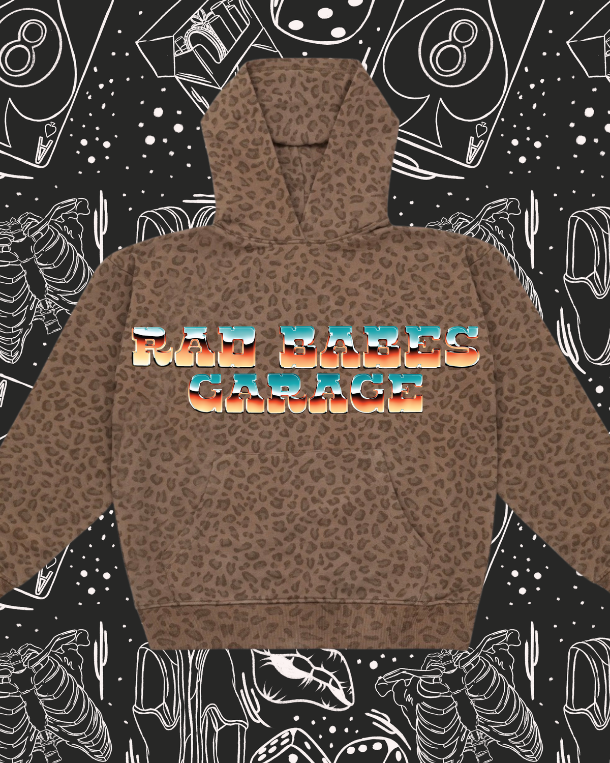 Leopard Cotton Collective Hoodie -Chrome Rad Babes Garage