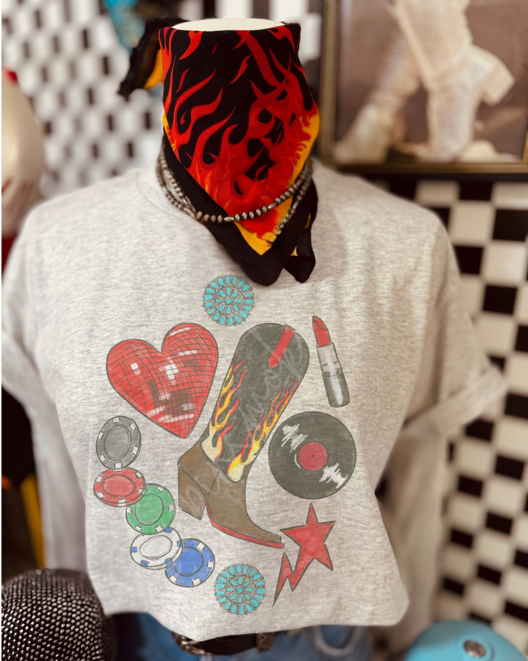 Lipstick and Poker Chips sublimation tee