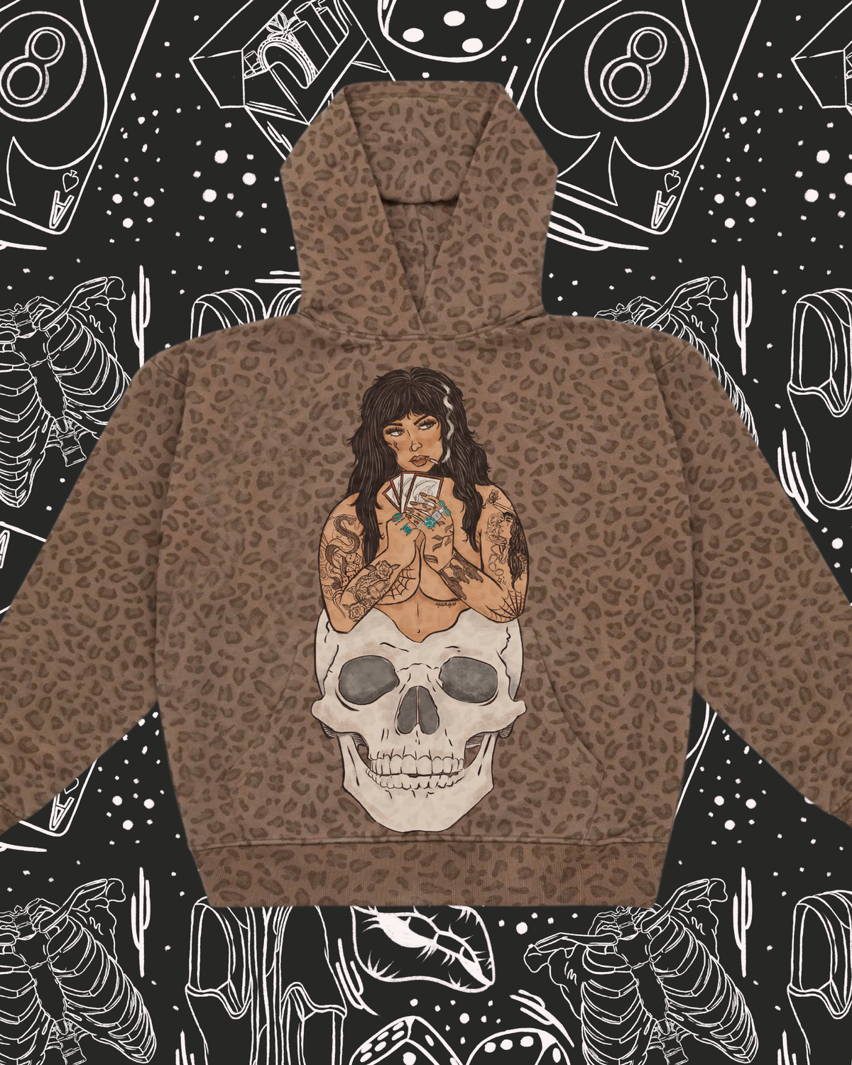 Leopard Cotton Collective Hoodie -Hand your Dealt