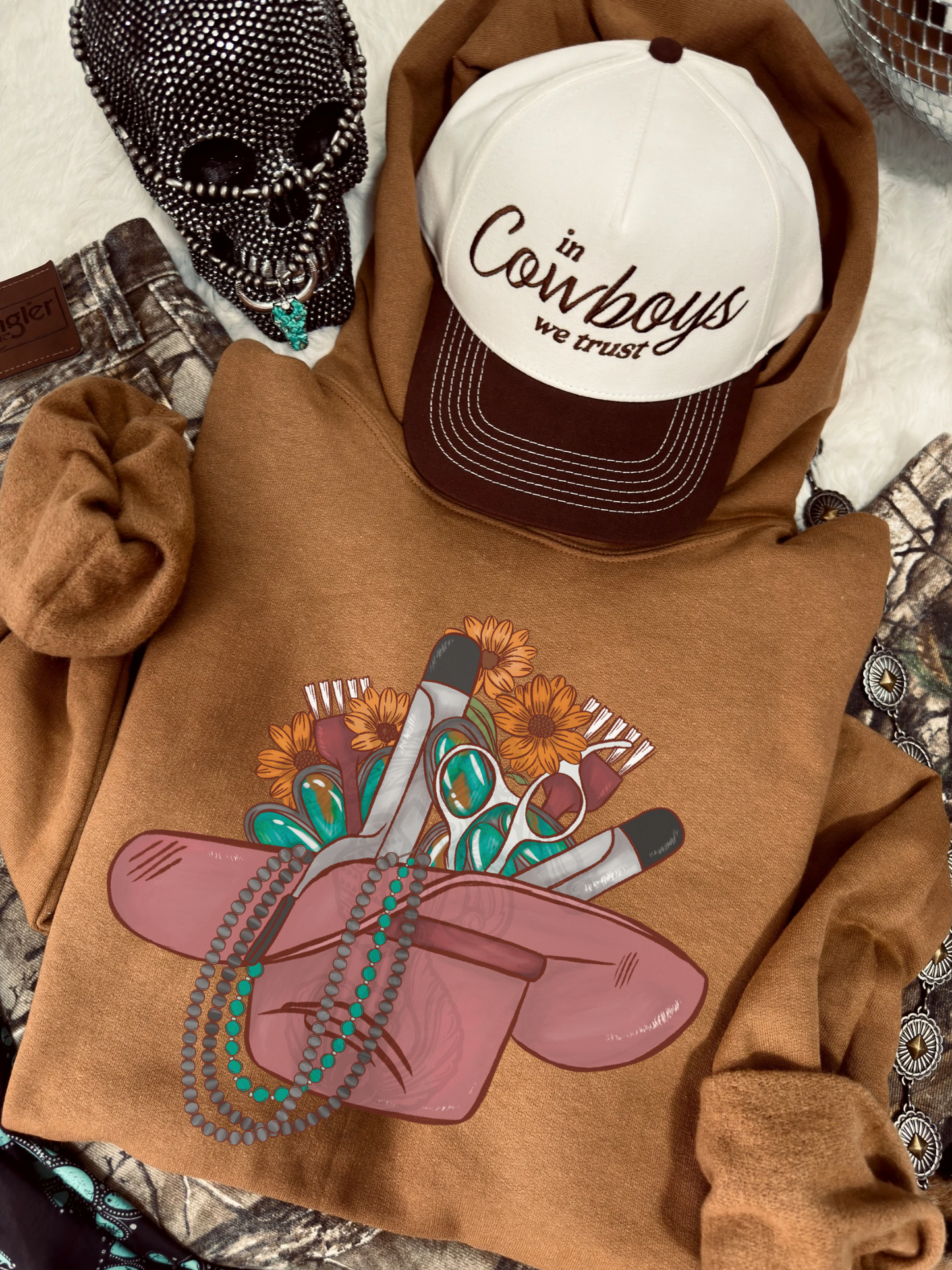 Hairstylist cowboy hat Hoodie