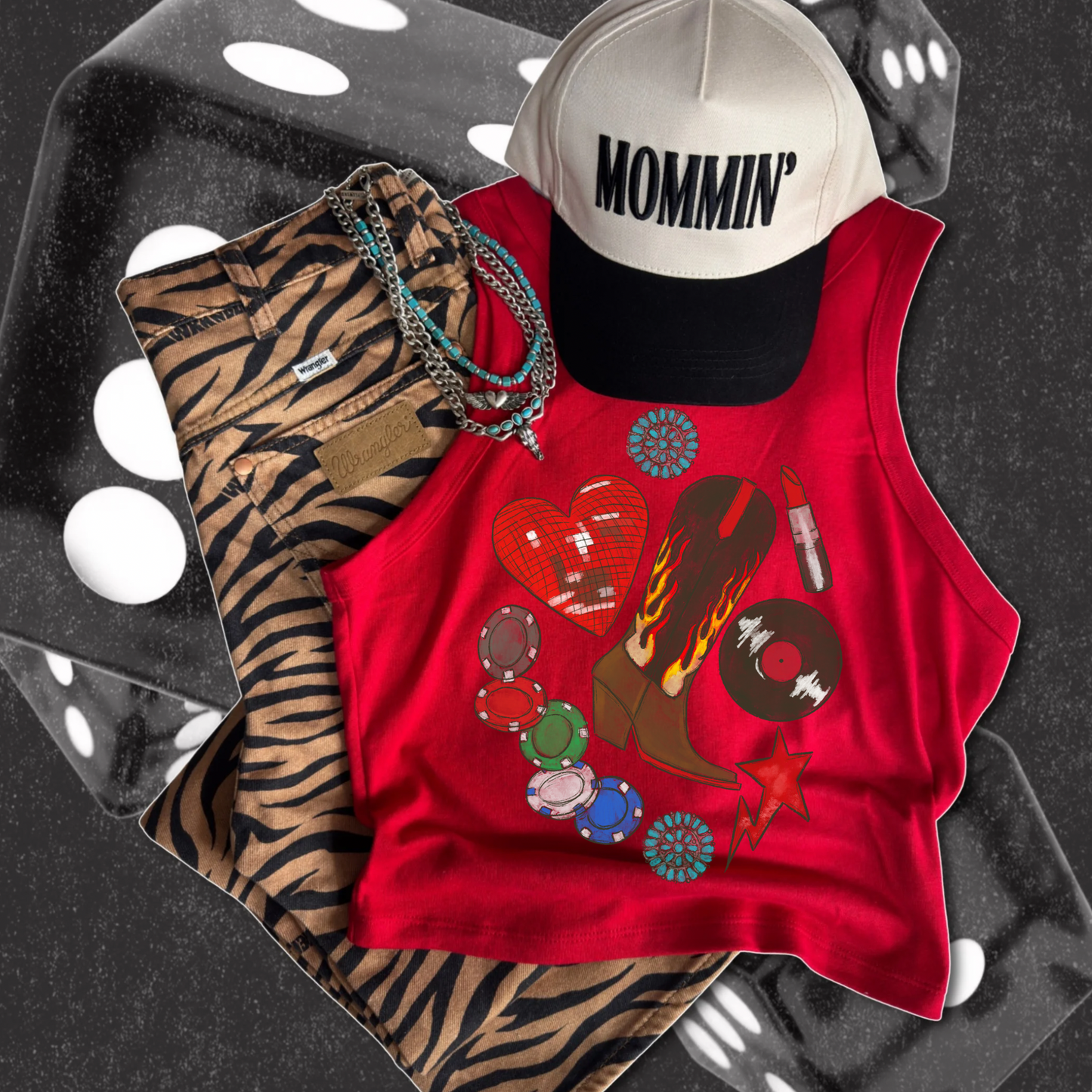 Lipstick and poker chips Tank