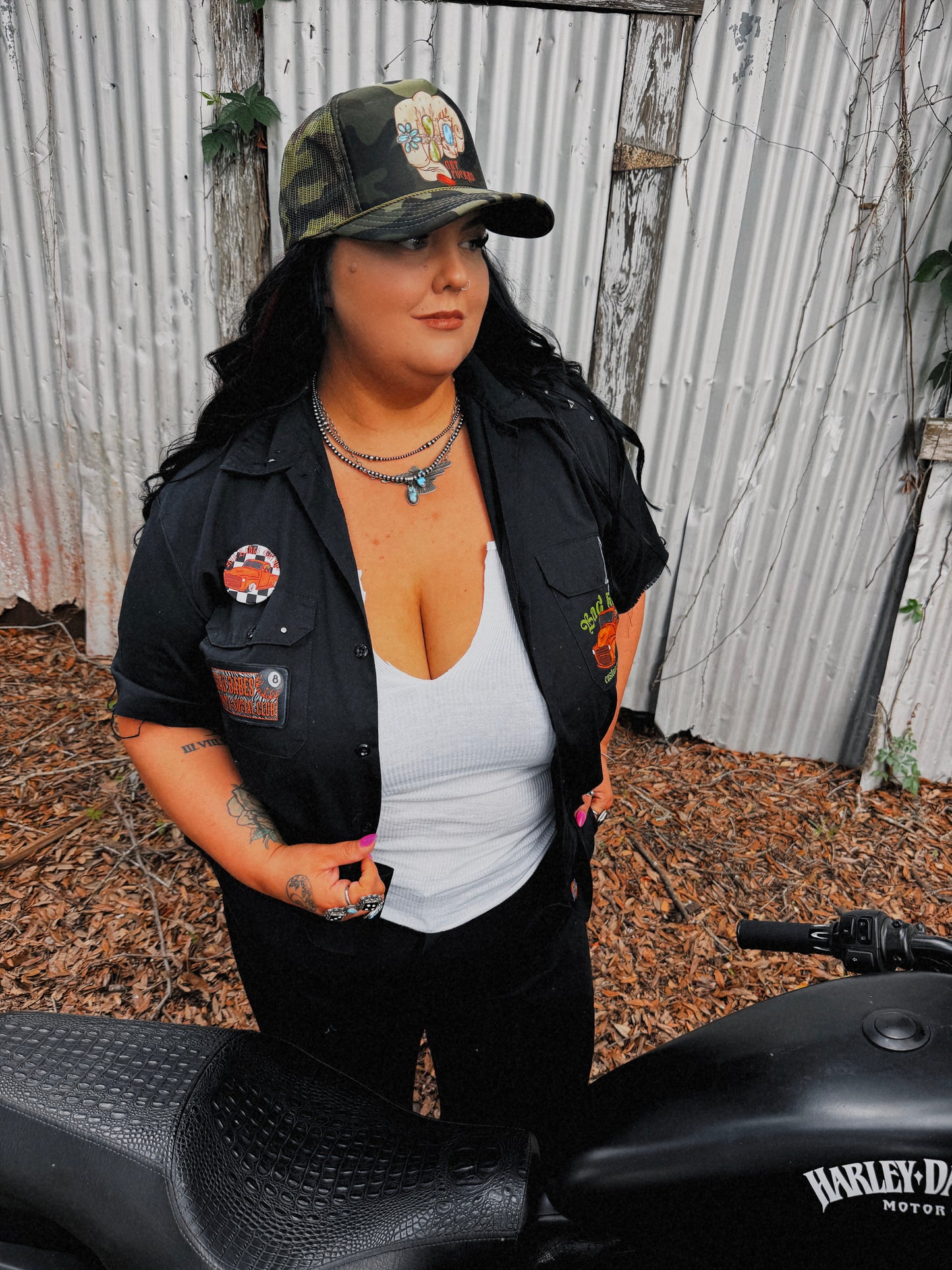 Bad Girl Custom Motors Button Up- Size XL