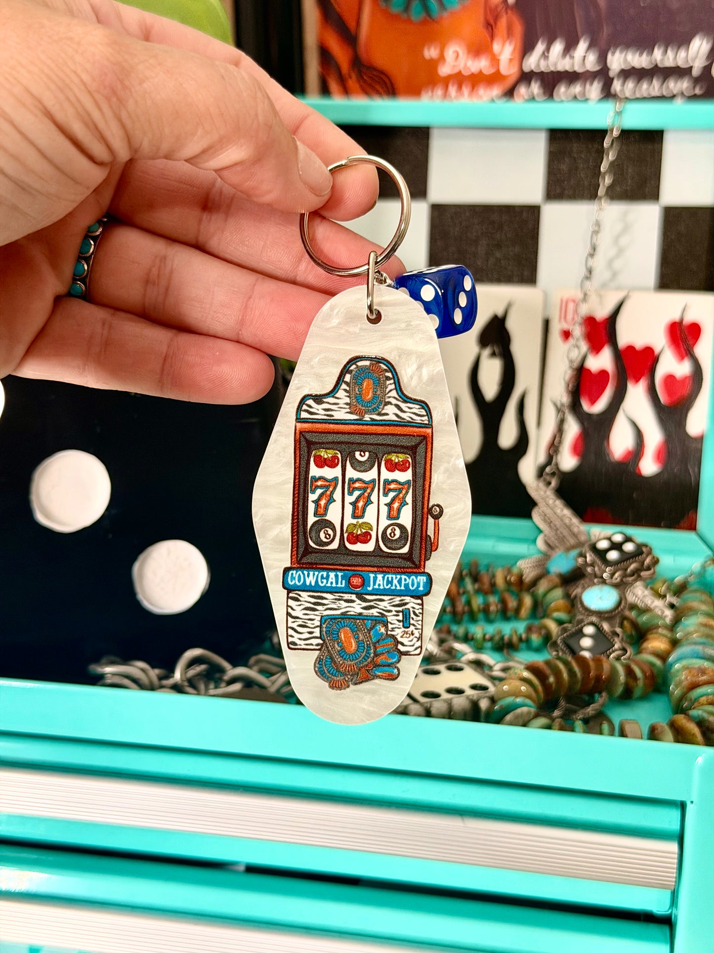 Cowgal jackpot motel Keychain