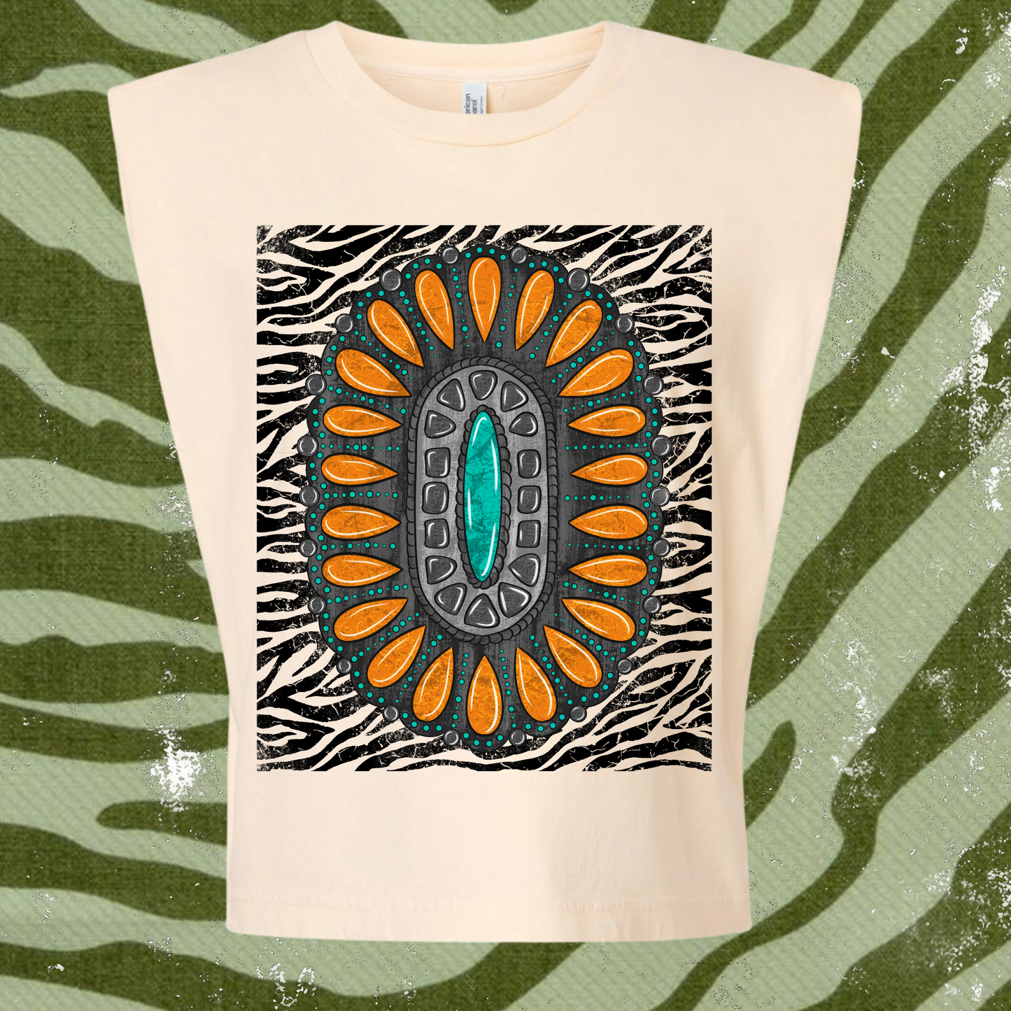 Zebra Jewel muscle tee