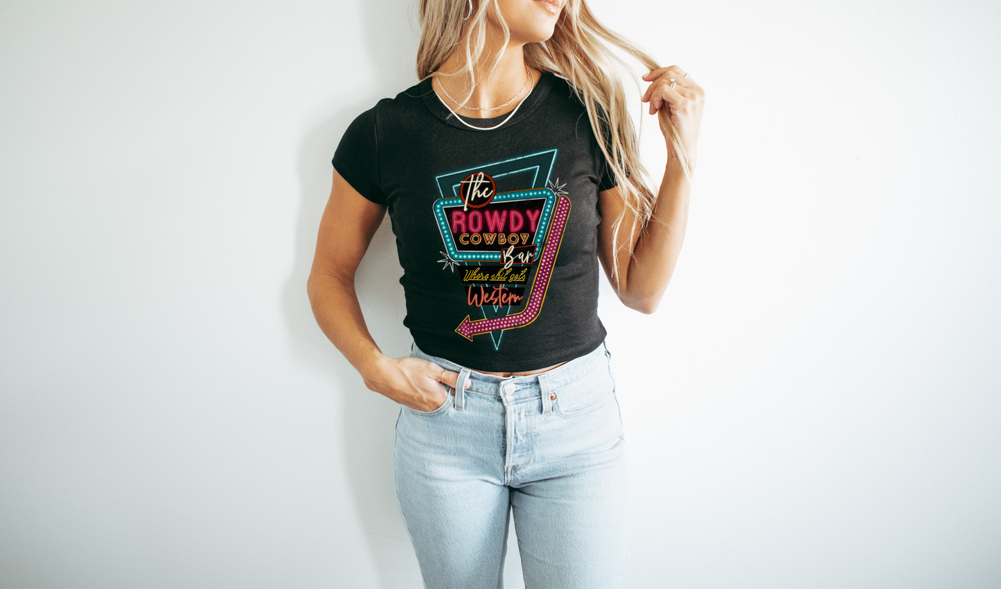 Rowdy Cowboy Bar baby tee