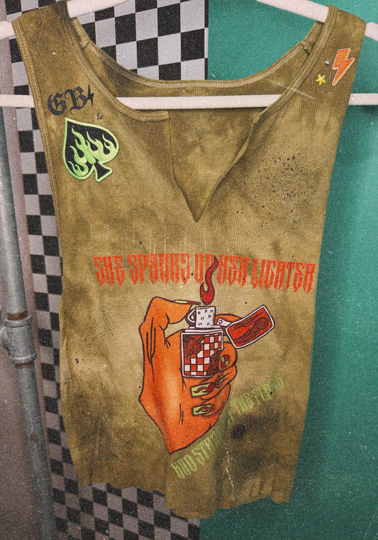 Sparks up her Lighter Custom Tank-Large