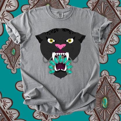 Turquoise panther tee