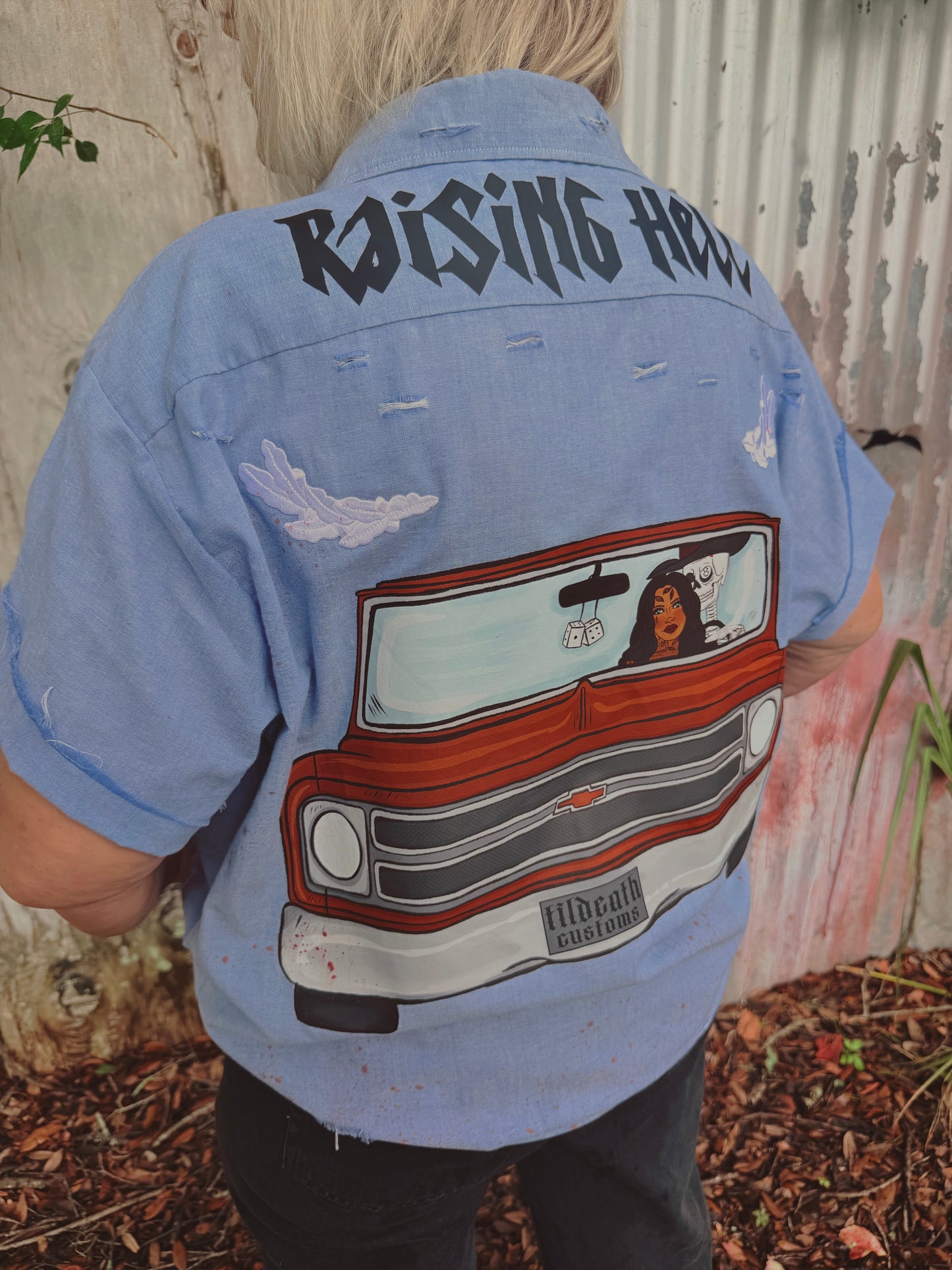 Raising Hell Customs Button Up-size large