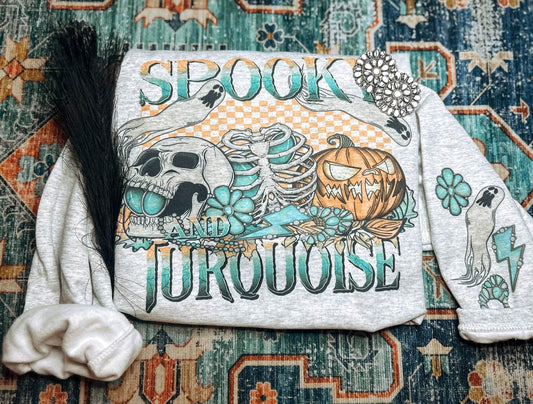 Spooky Turquoise sublimation crew