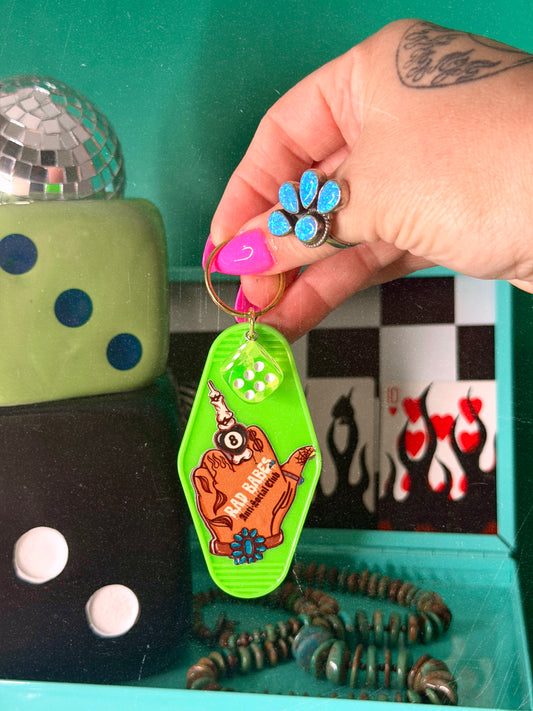 Rad Babes Middle Finger motel keychain