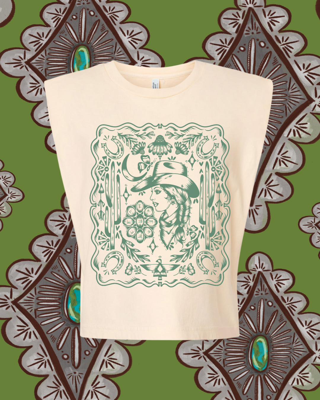Cowgal Suzzie Muscle Tee Cream