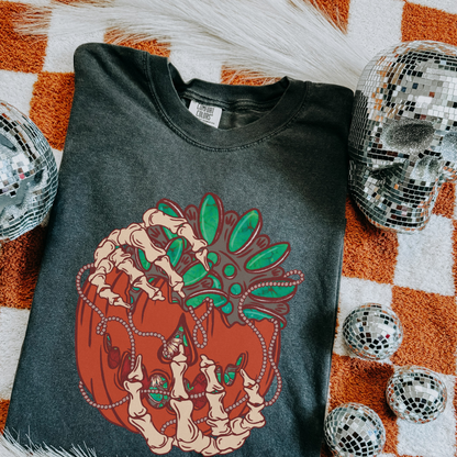 Turquoise pumpkin bucket tee