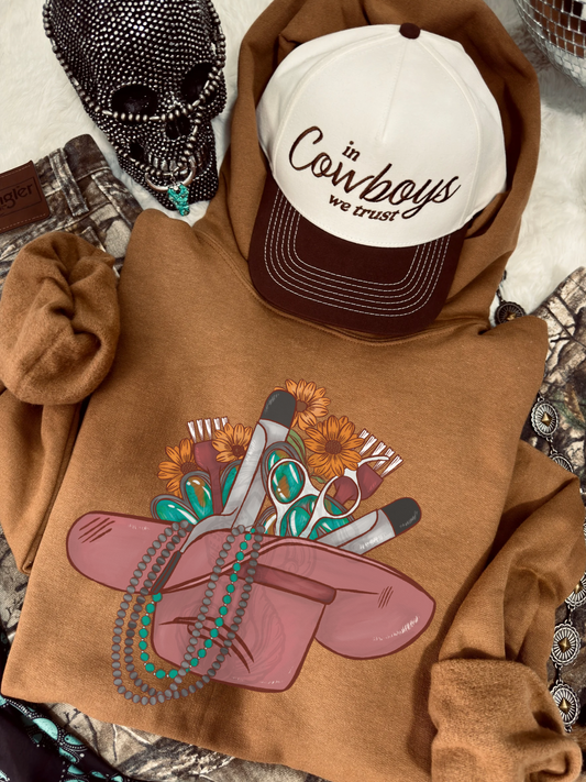 Hairstylist cowboy hat Hoodie