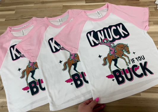 Knuck if you Buck raglan baby tee