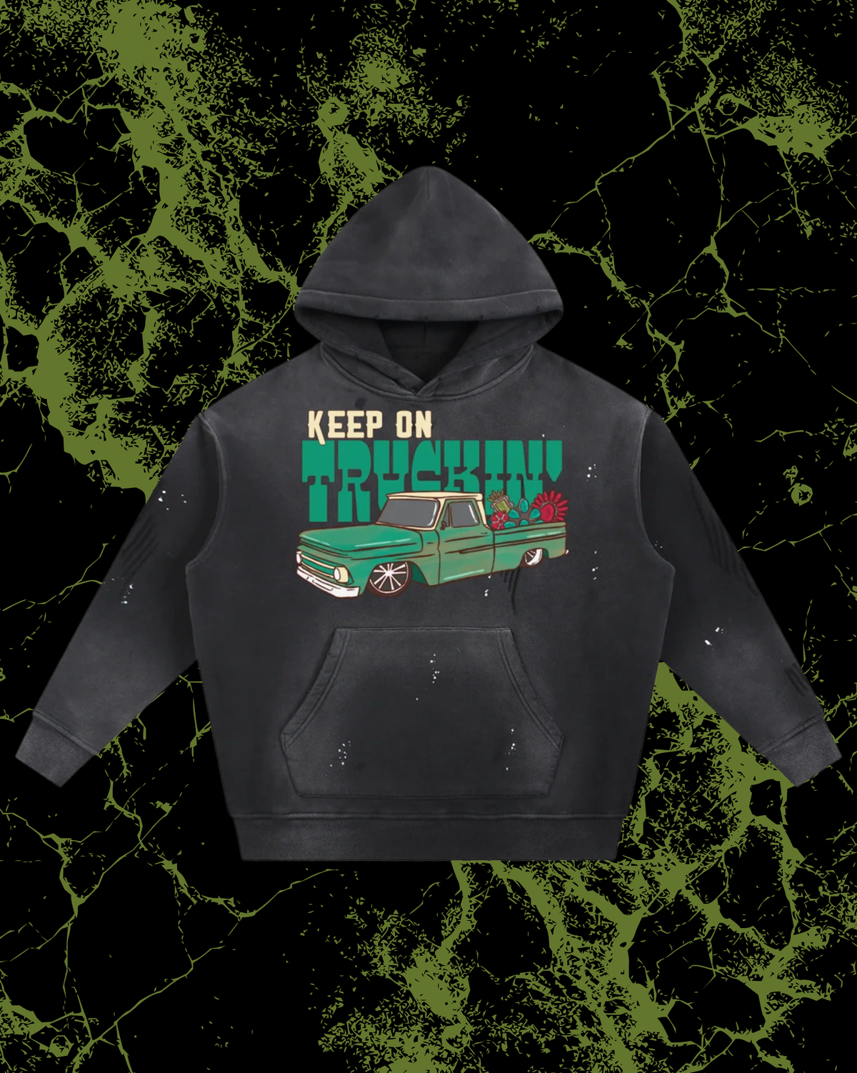 Vintage Washed Frayed Fleece Hoodie