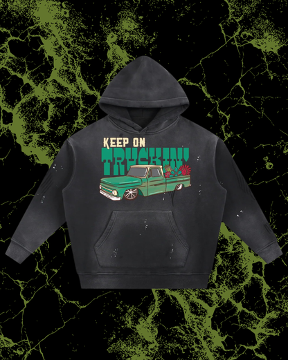 Vintage Washed Frayed Fleece Hoodie