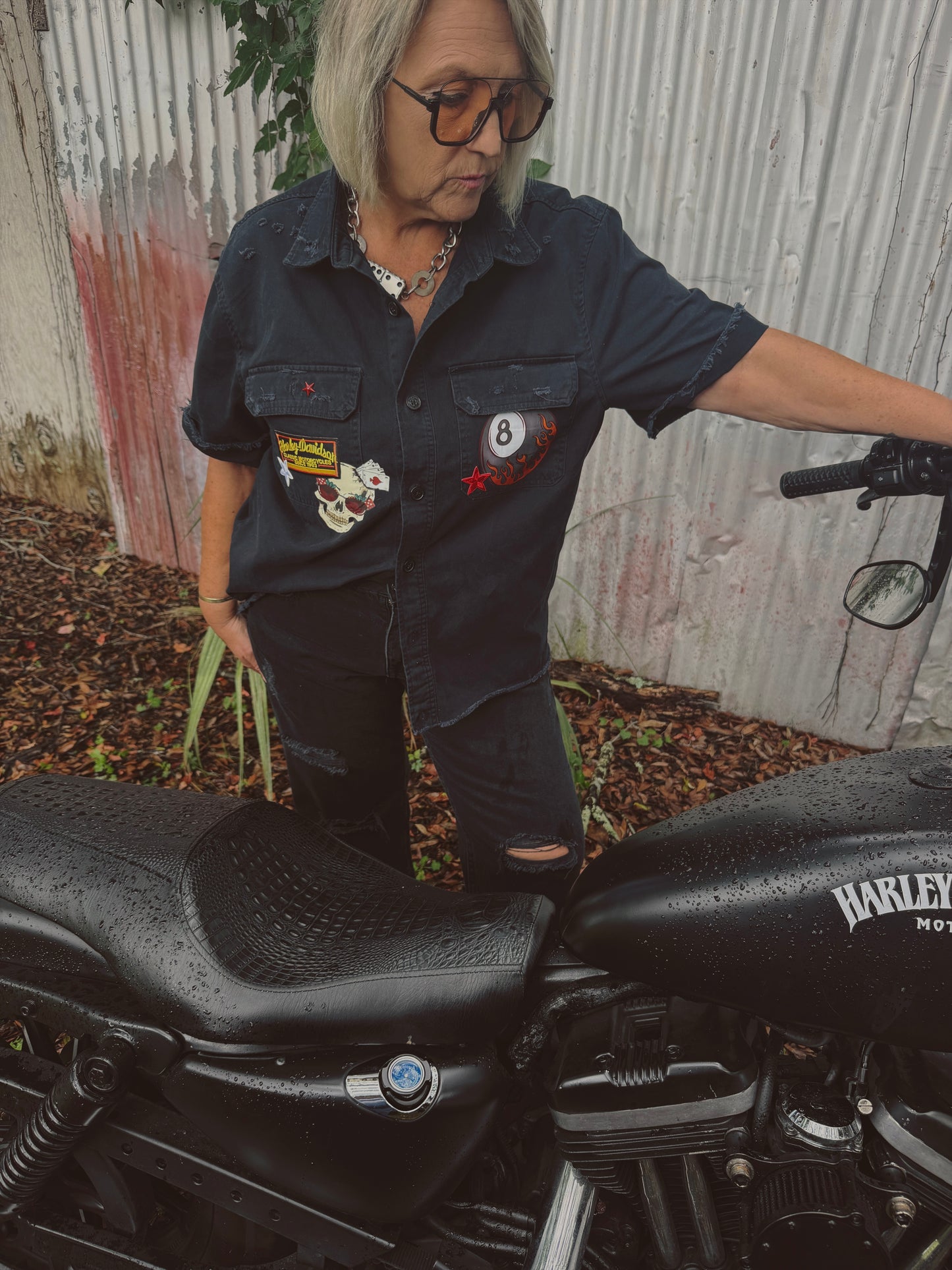 Rad Babes Custom Choppers Box Button Up-size large