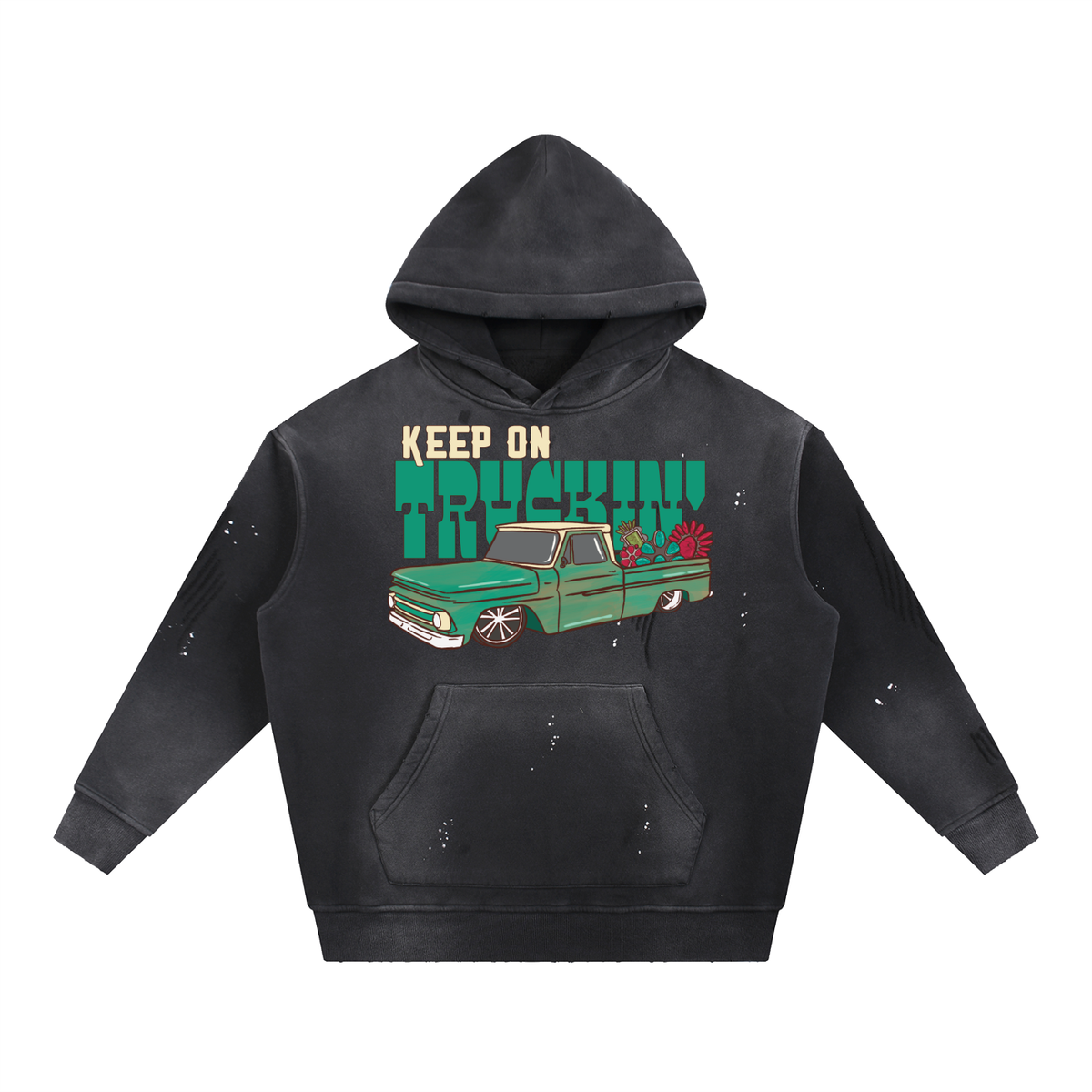 Vintage Washed Frayed Fleece Hoodie
