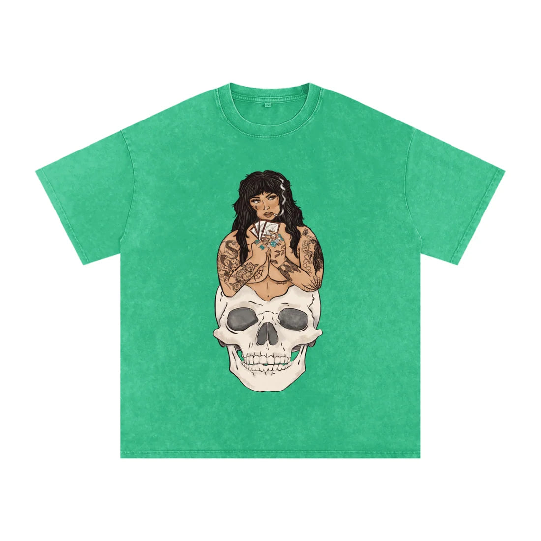 Hand Your Dealt Snow Washed Oversized Cotton T-Shirt