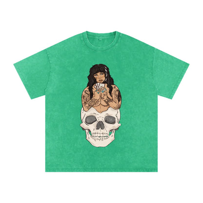 Hand Your Dealt Snow Washed Oversized Cotton T-Shirt