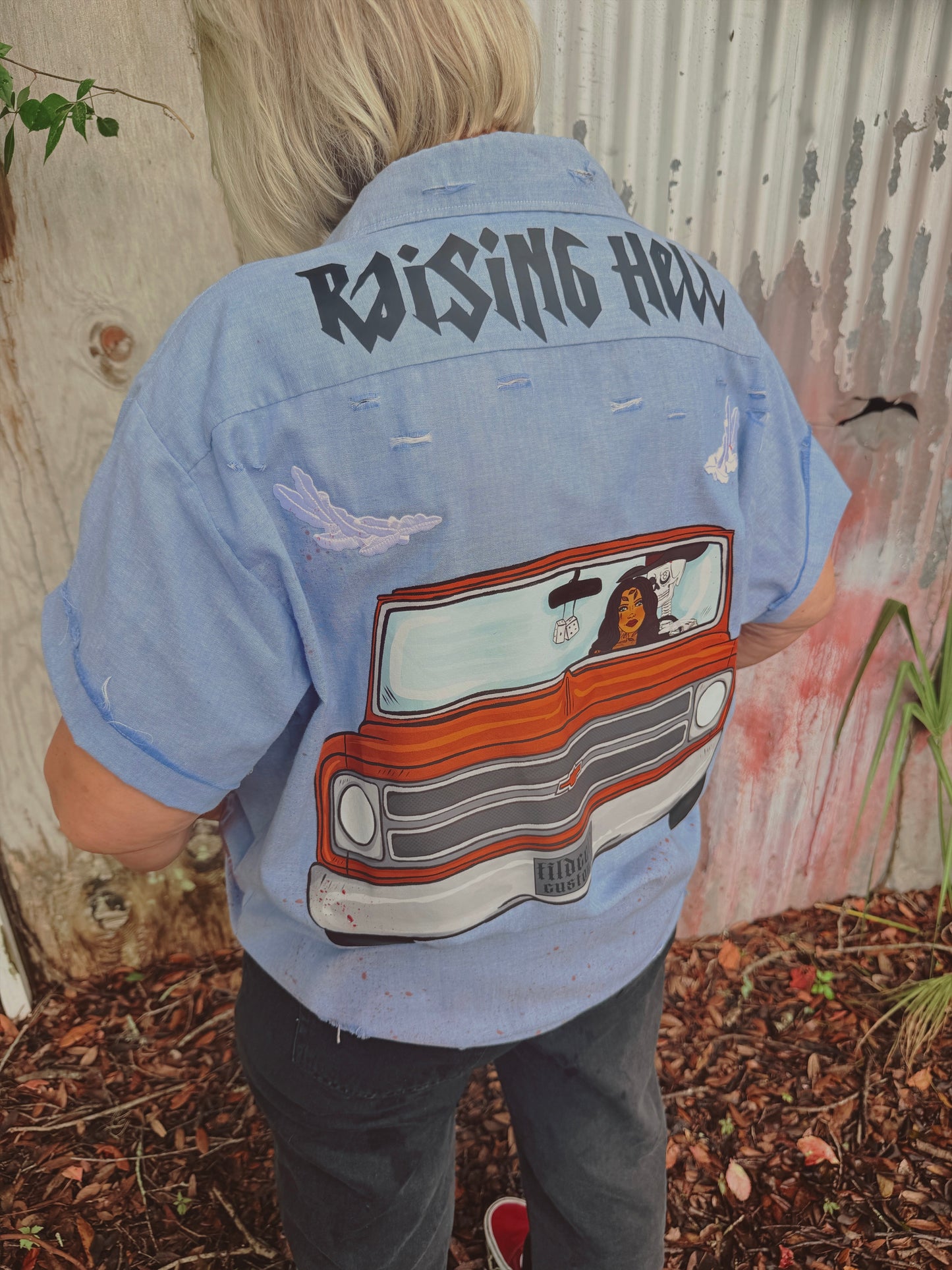 Raising Hell Customs Button Up-size large