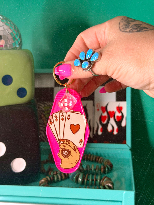 Hand Your Dealt motel keychain