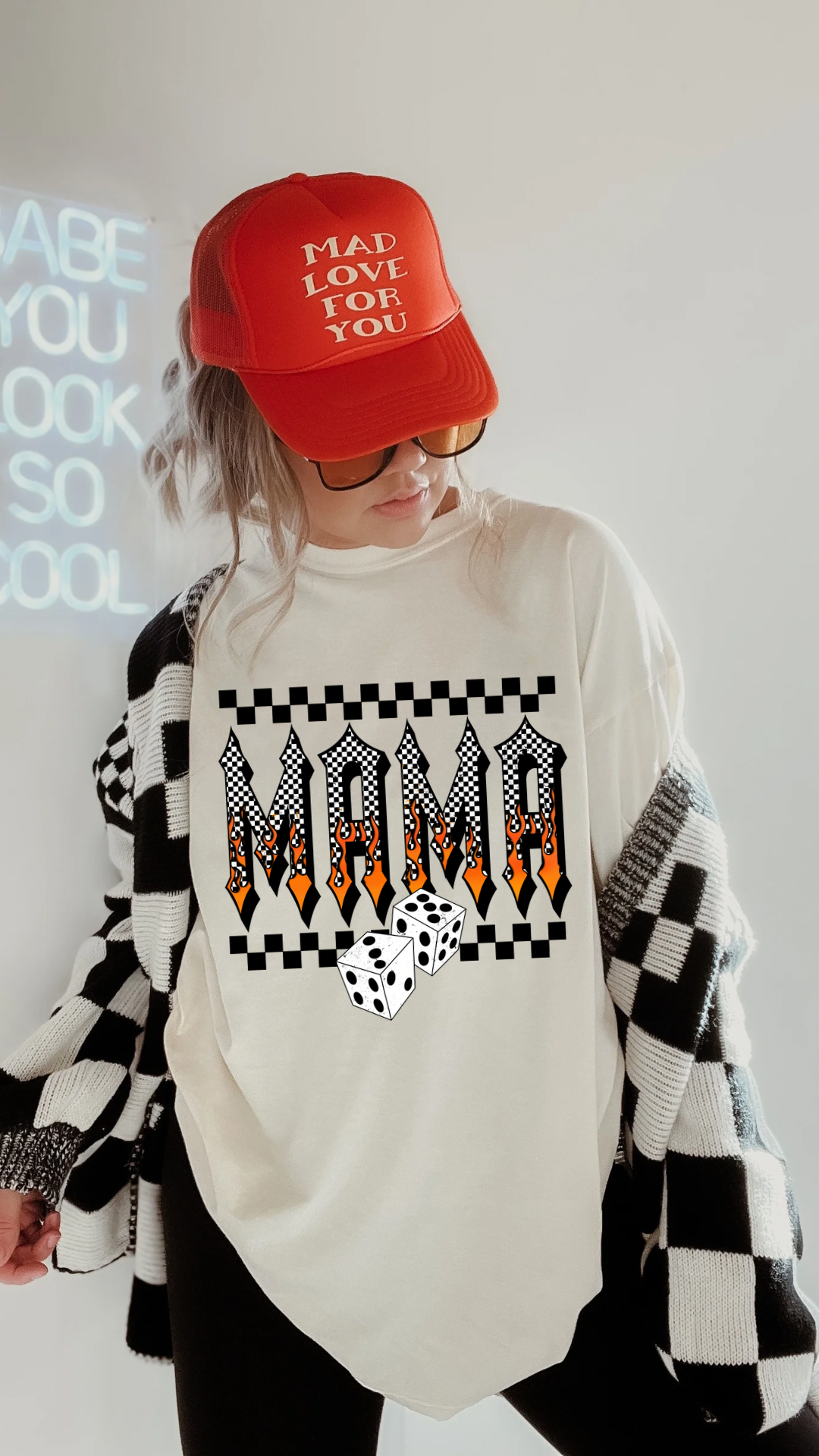 Checkered Mama Tee