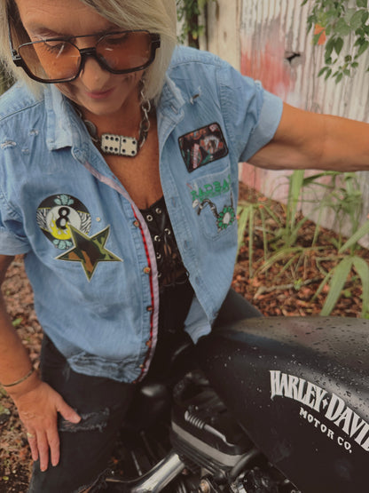 Rad Babes Motorcycle club Button Up-size large
