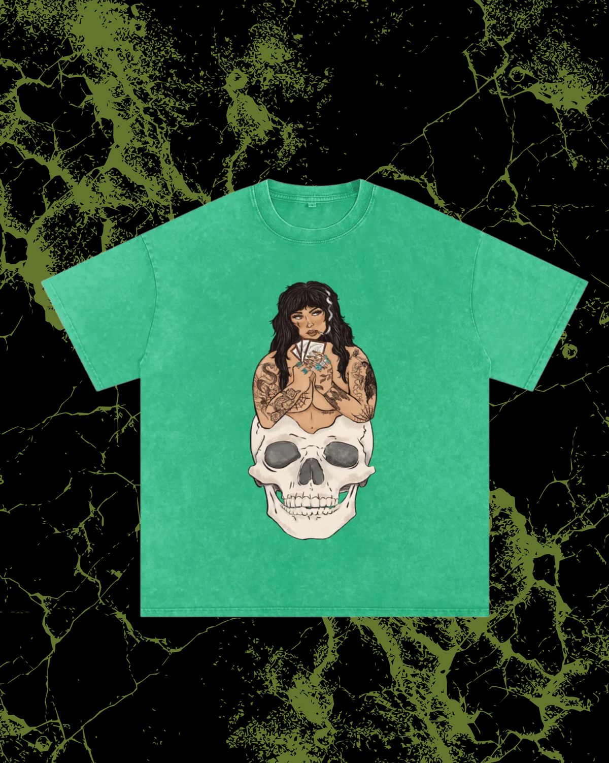 Hand Your Dealt Snow Washed Oversized Cotton T-Shirt