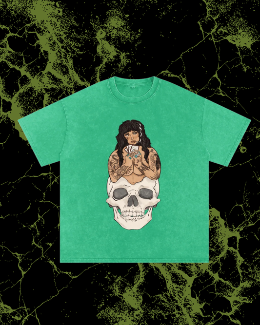 Hand Your Dealt Snow Washed Oversized Cotton T-Shirt