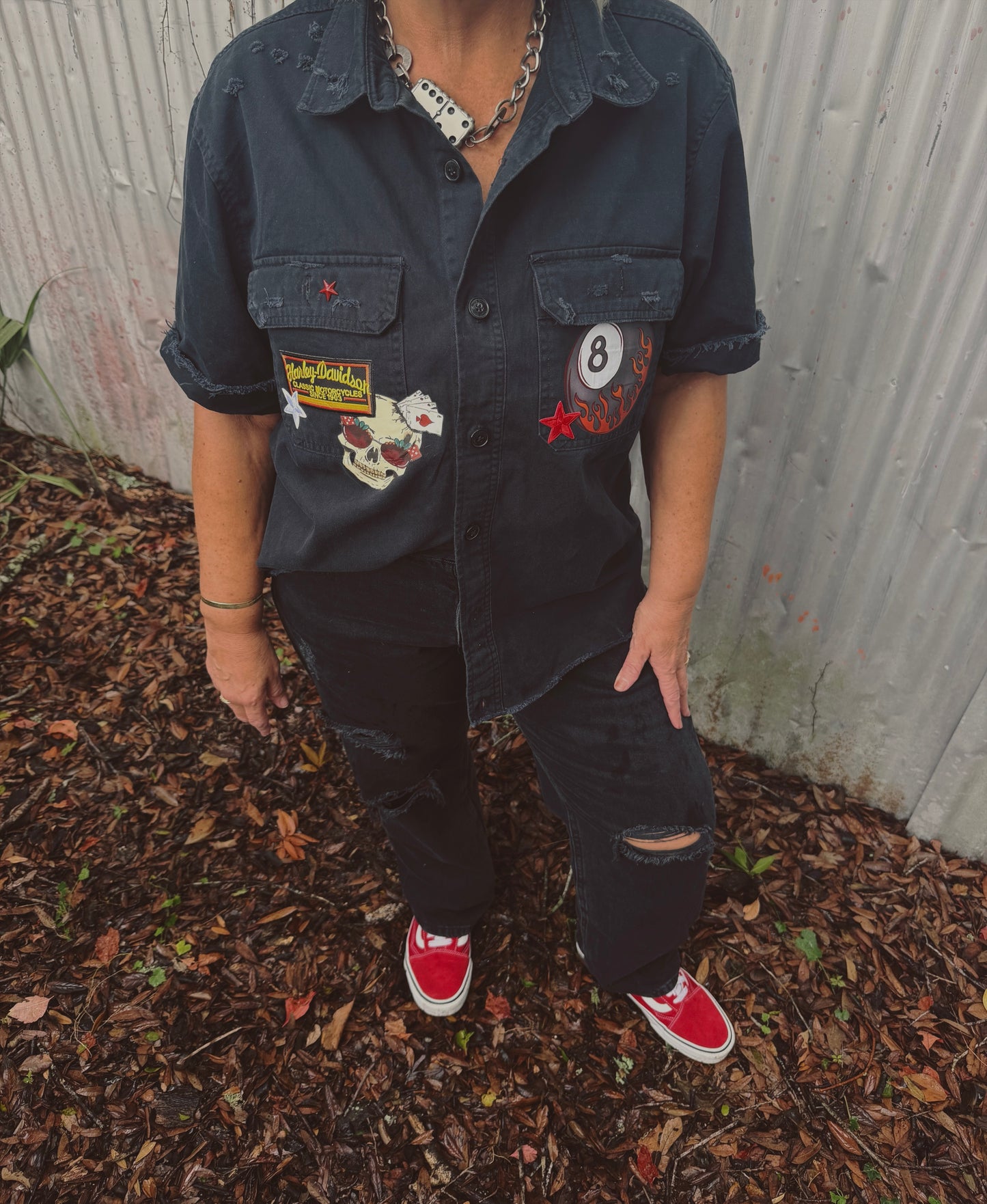 Rad Babes Custom Choppers Box Button Up-size large