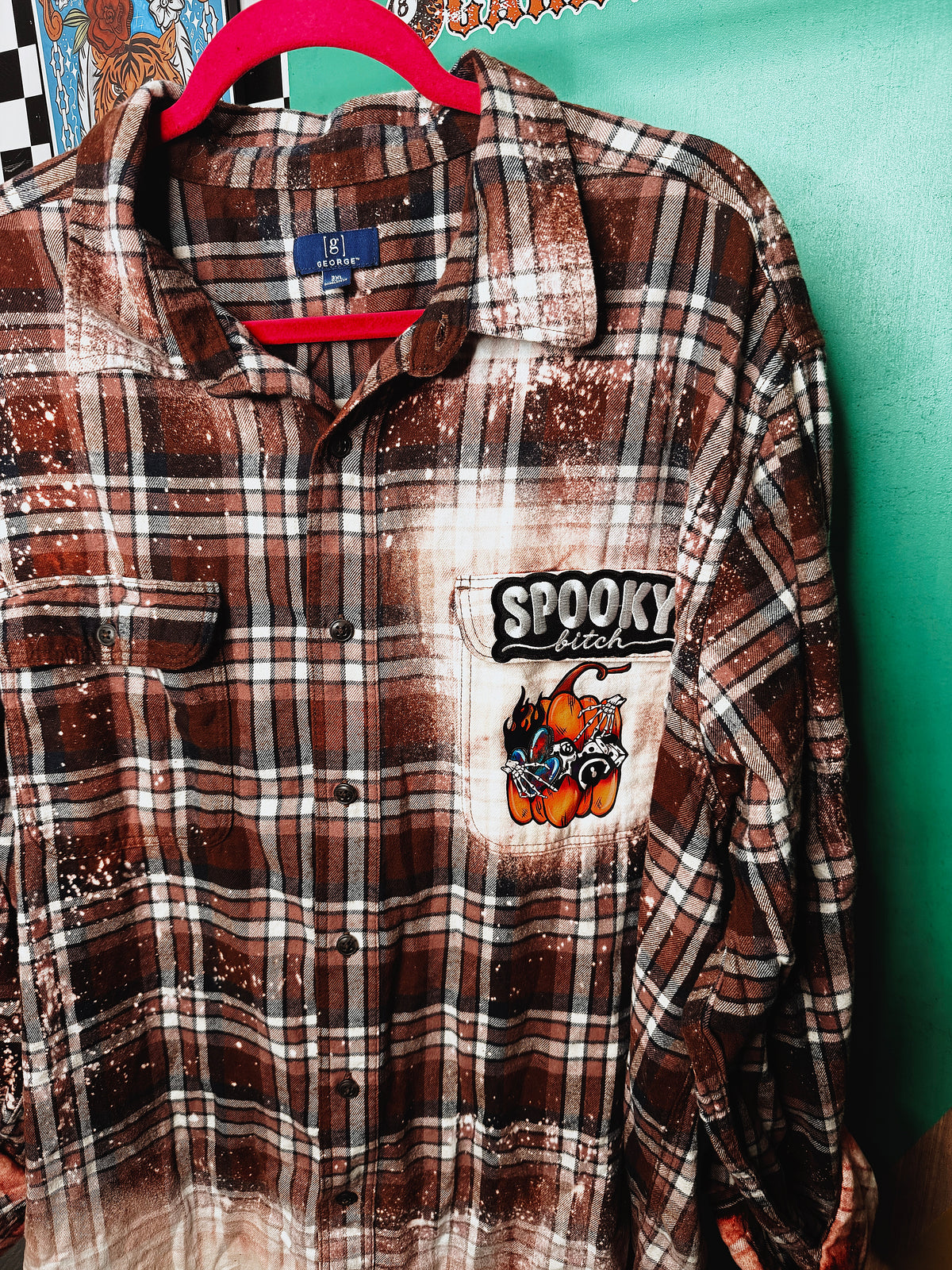 Spooky Bitch bleached flannel-size 3x