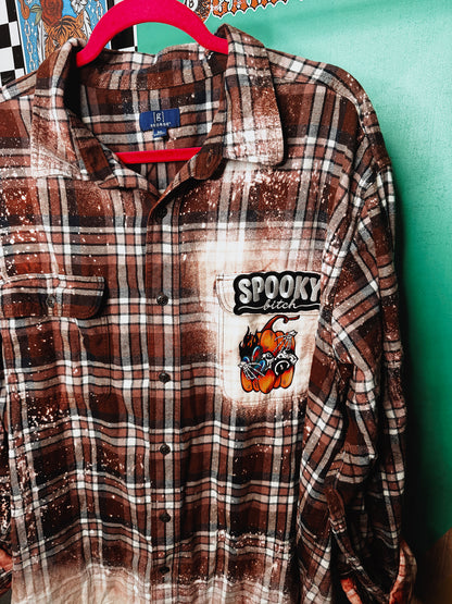 Spooky Bitch bleached flannel-size 3x