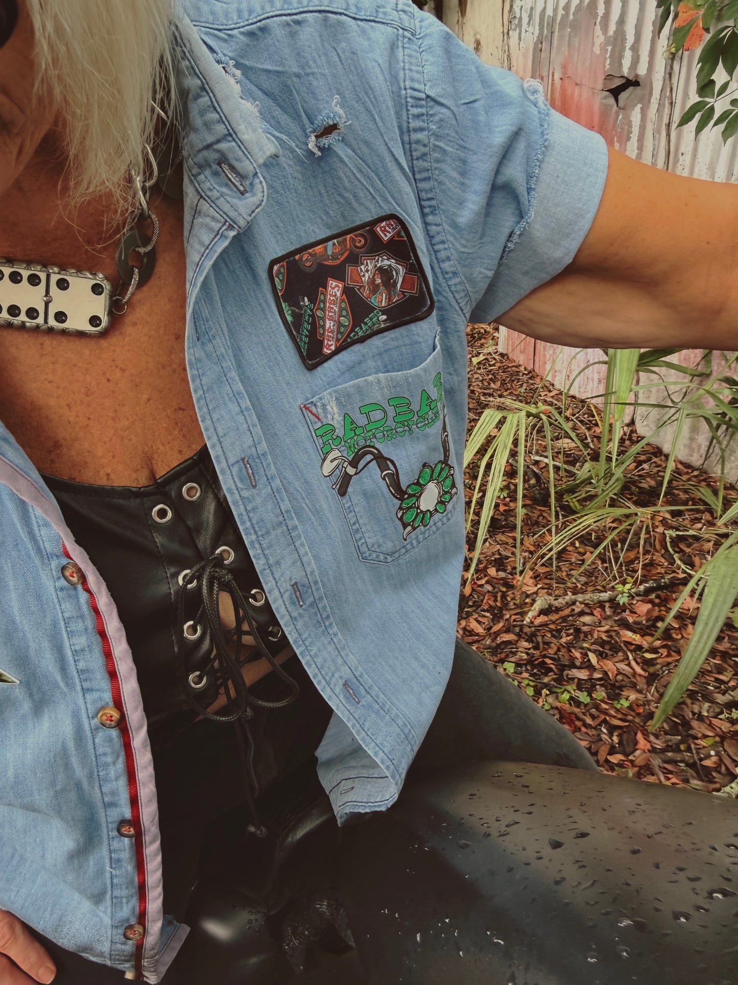 Rad Babes Motorcycle club Button Up-size large