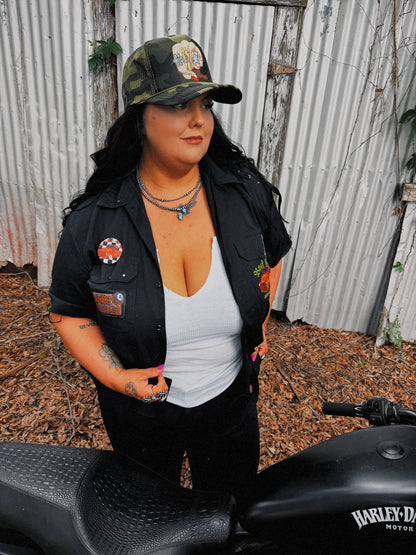 Bad Girl Custom Motors Button Up- Size XL