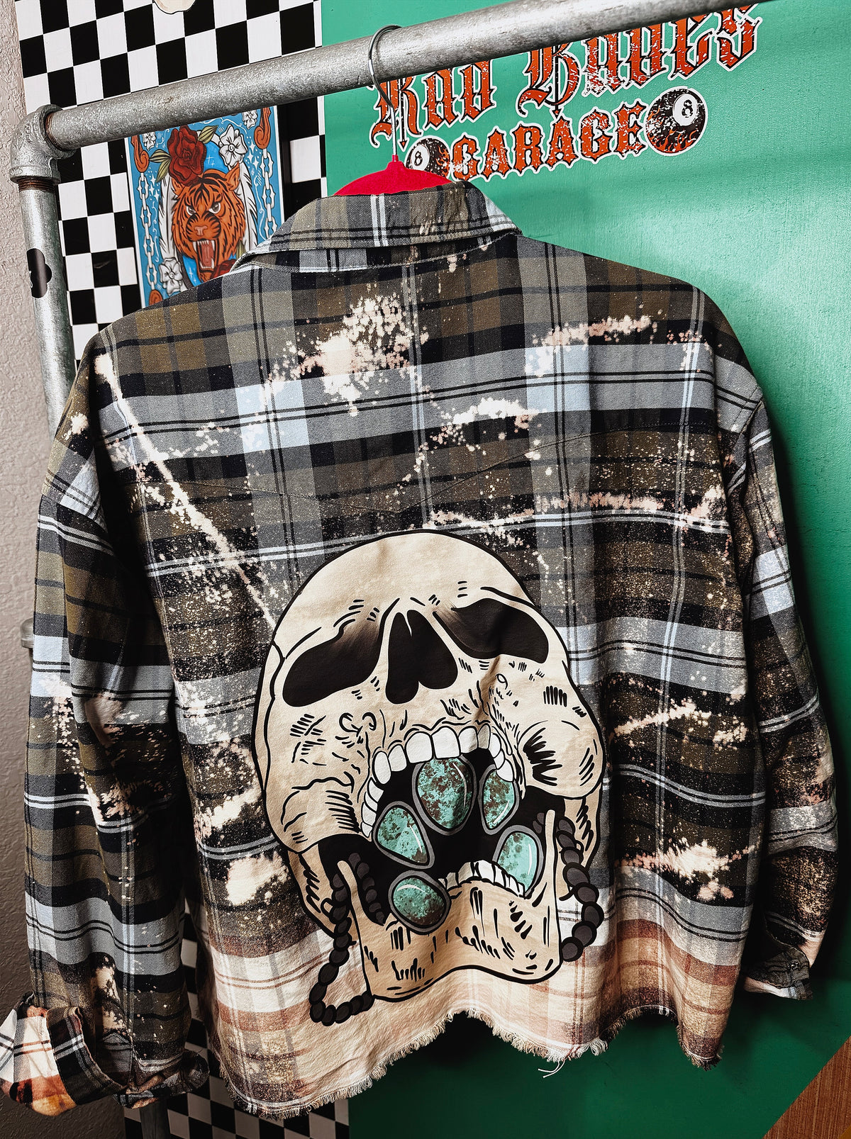 Naja Turq Skull bleached flannel-size XL