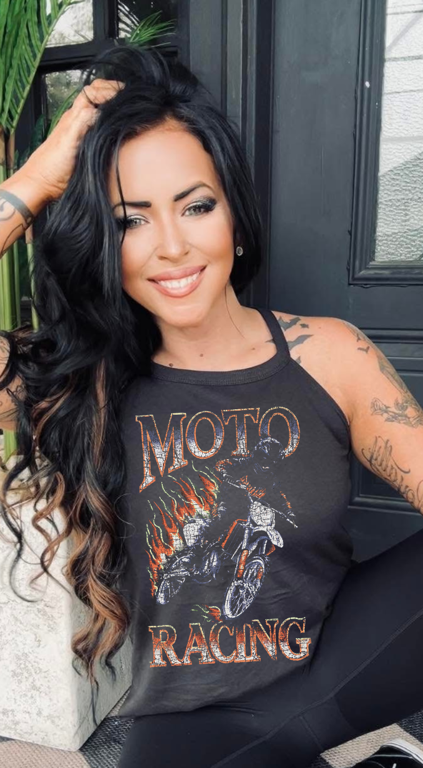 Moto racing rocker tank