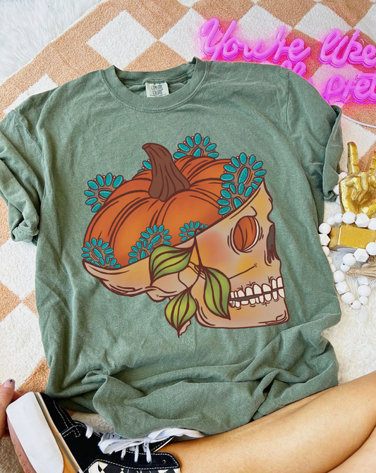 Fall Pumpkin Skull tee