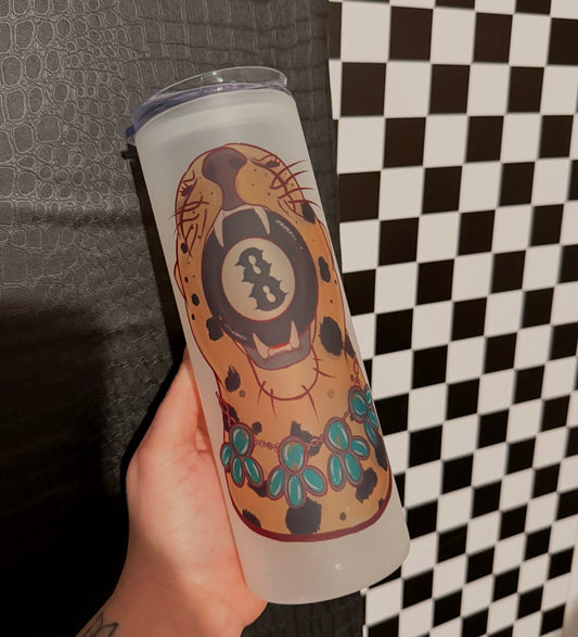 Turquoise Cheetah frosted Tumbler
