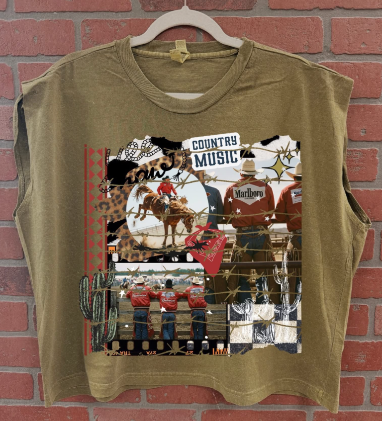 Country music collage muscle tee