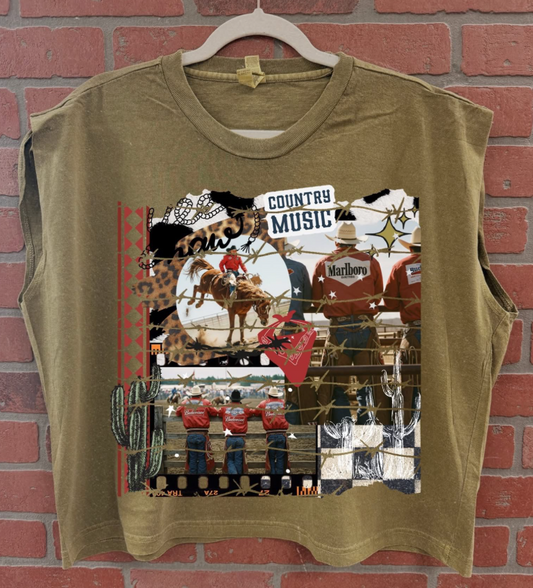 Country music collage muscle tee