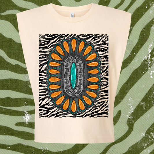 Zebra Jewel muscle tee