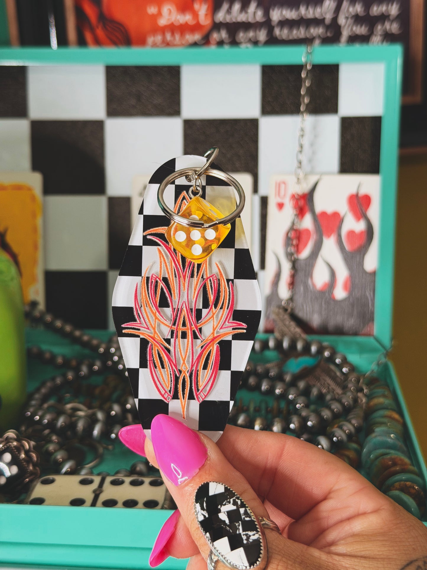 Pinstripe Motel Keychain