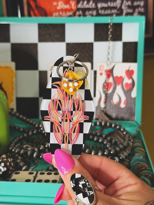 Pinstripe Motel Keychain