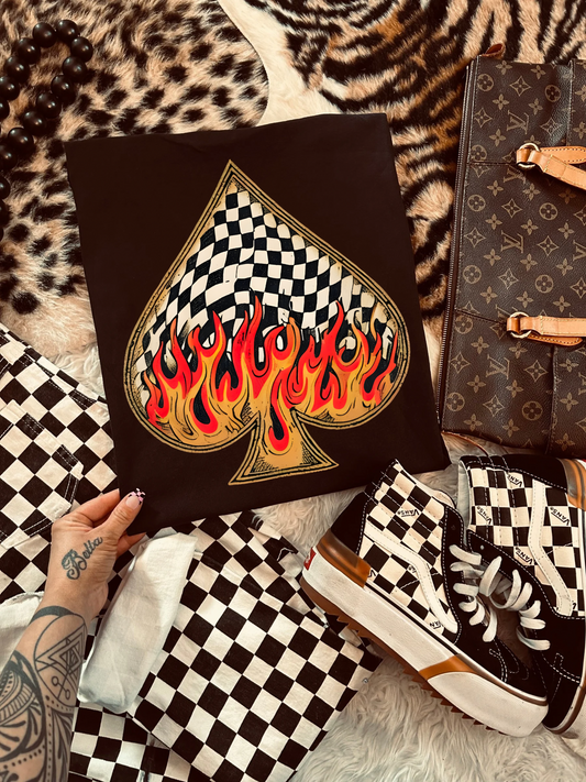 Flamin Checkered Spade Tee