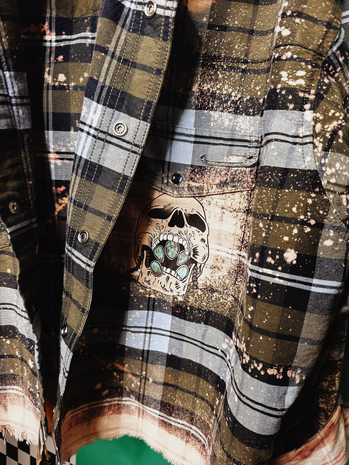 Naja Turq Skull bleached flannel-size XL