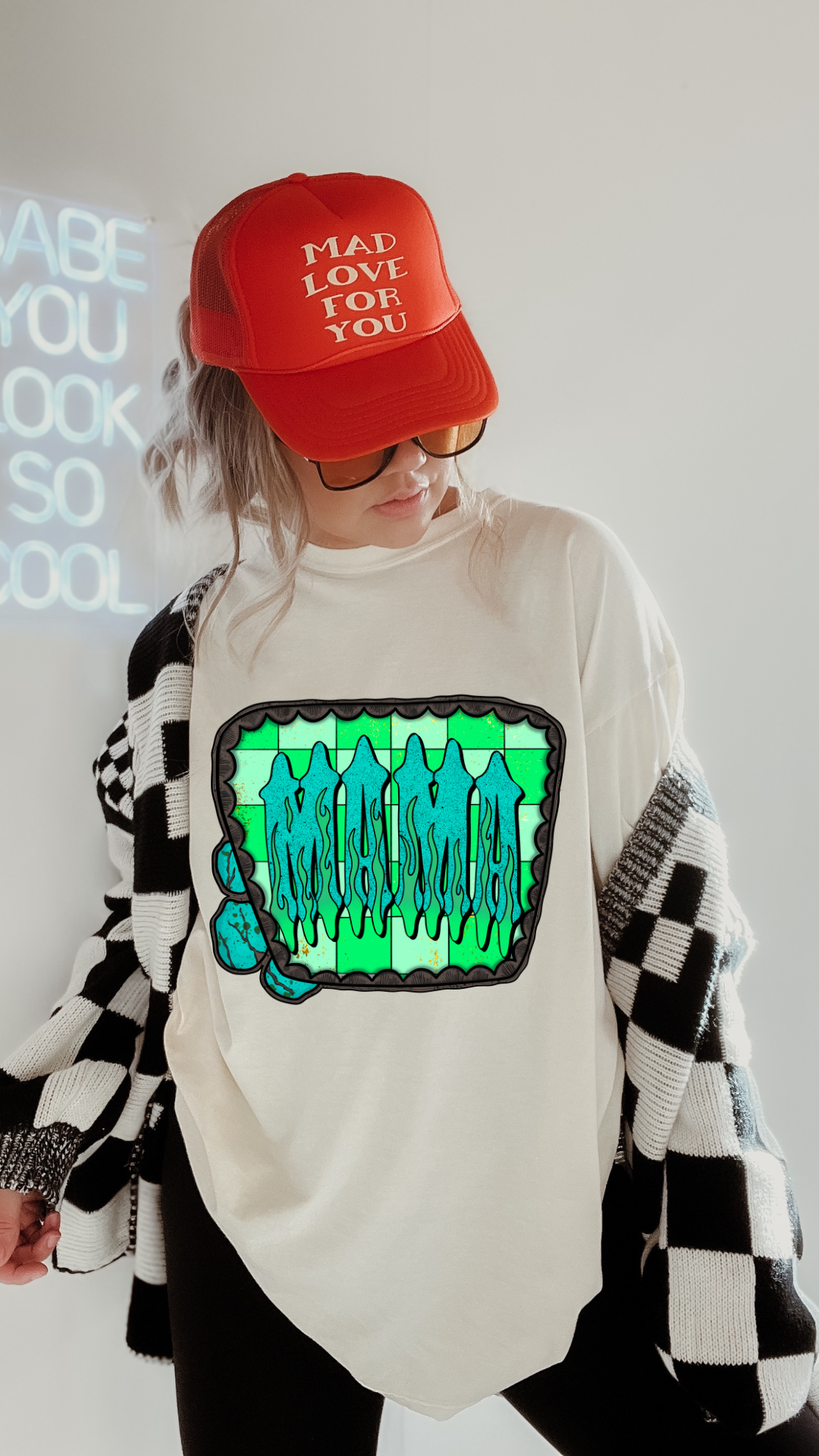 Checkered Mama Tee