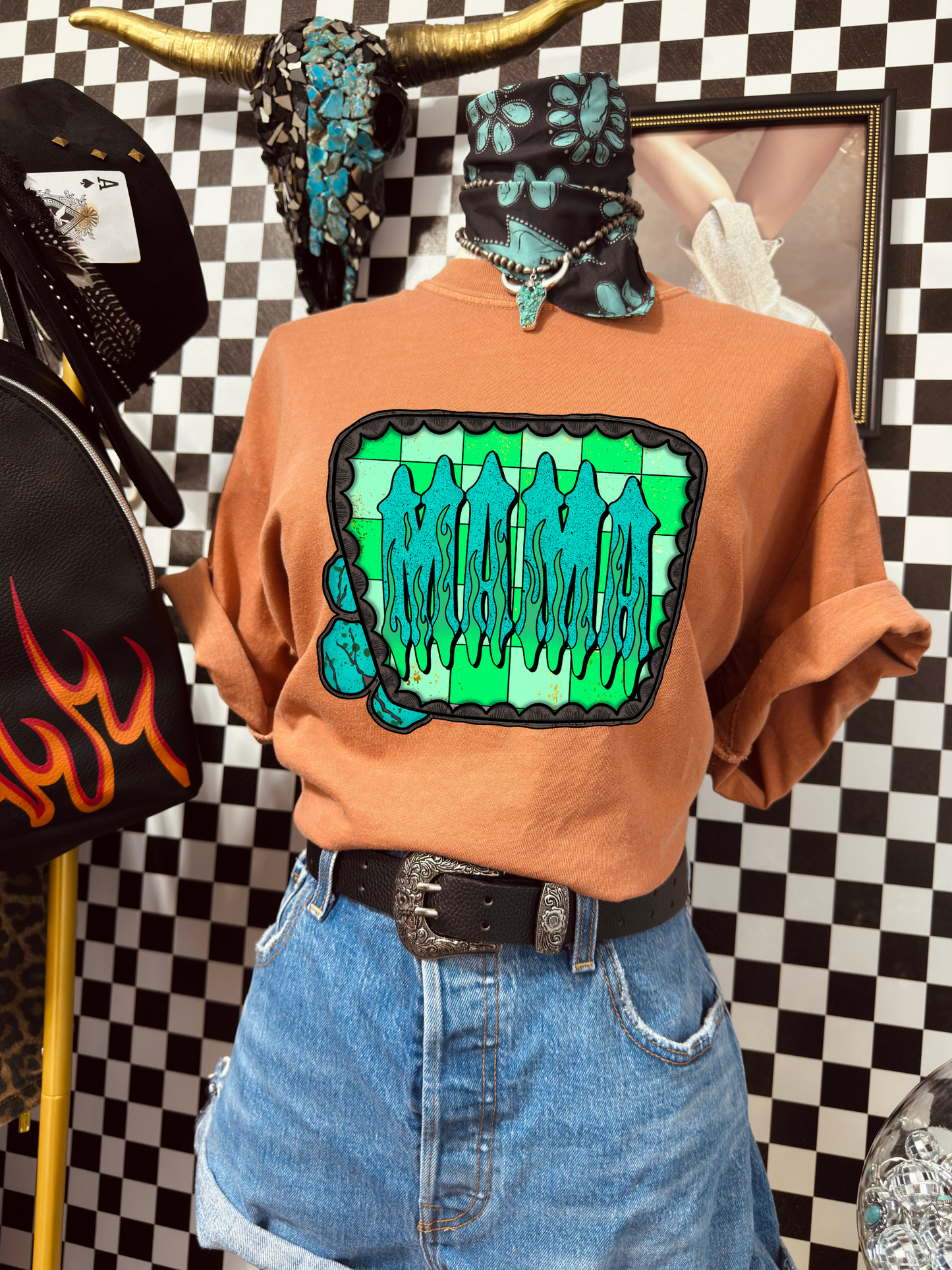 Checkered Mama Tee