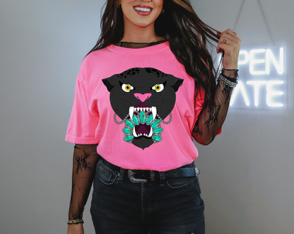 Turquoise panther tee