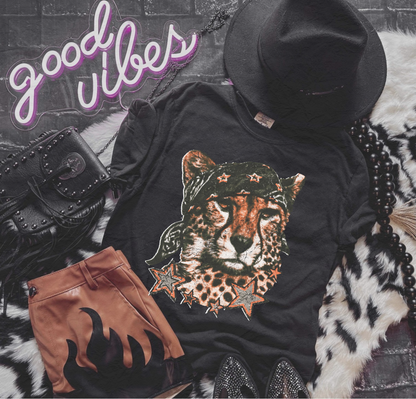 Leopard Bandana distressed tee
